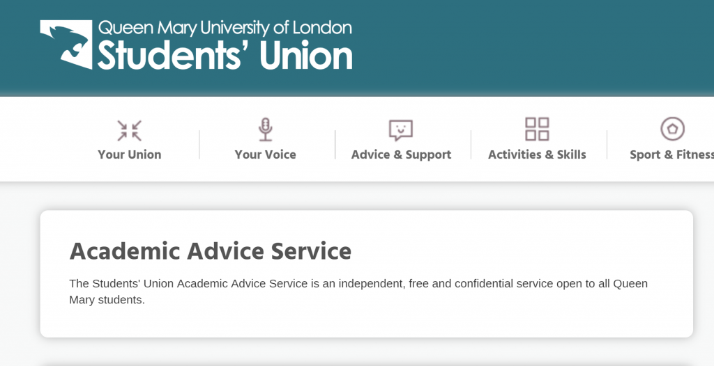Academic advice service screenshot